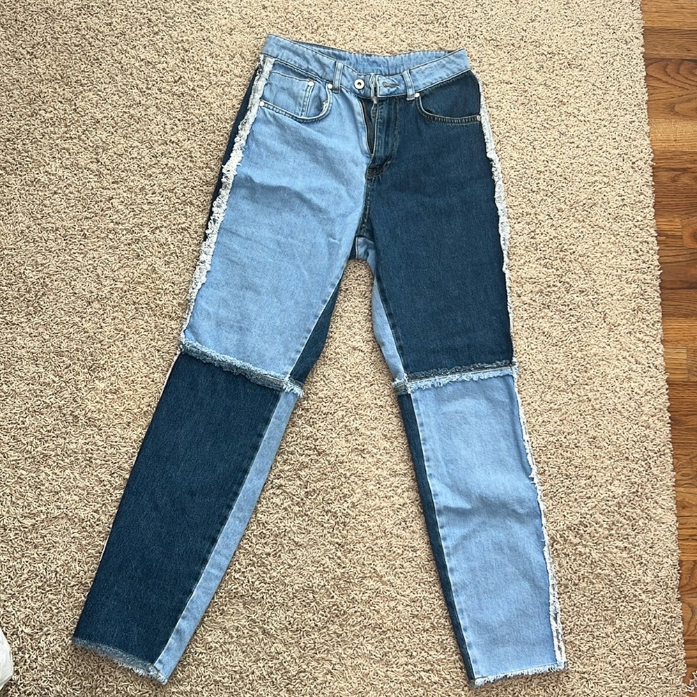 Ragged patchwork jeans